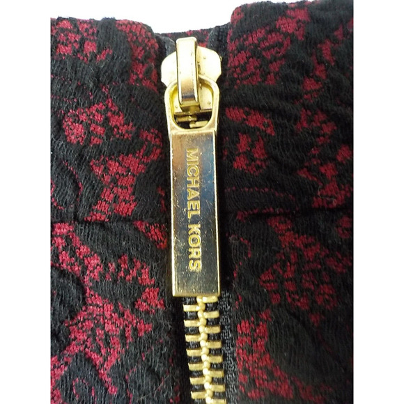 Michael Kors Red with Black Lace Pencil Skirt Classic Women size XL Stretch Zip - Picture 7 of 11